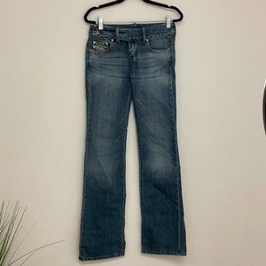 Y2K Diesel Stretch Button Fly Denim Flare Jeans Low Rise Size 25 Blue
